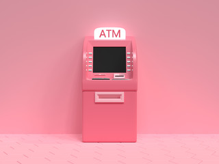 pink ATM machine business technology concept 3d render abstract cartoon style