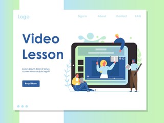 Poster - video lesson vector website landing page design template