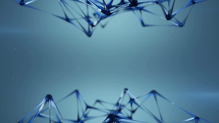 Sticker - Transparent molecular grid. Futuristic sci-fi technology concept. Abstract 3D rendering with DOF. Seamless loop animation 4k UHD 3840x2160