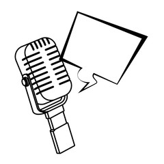 Wall Mural - microphone icon cartoon black and white