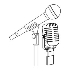 Poster - microphone icon cartoon black and white