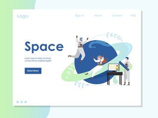 Space vector website landing page design template