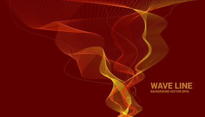 Wall Mural - Orange Sound wave line curve on red background. Element for theme technology futuristic vector