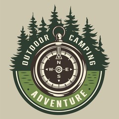 Poster - Vintage summer adventure round emblem