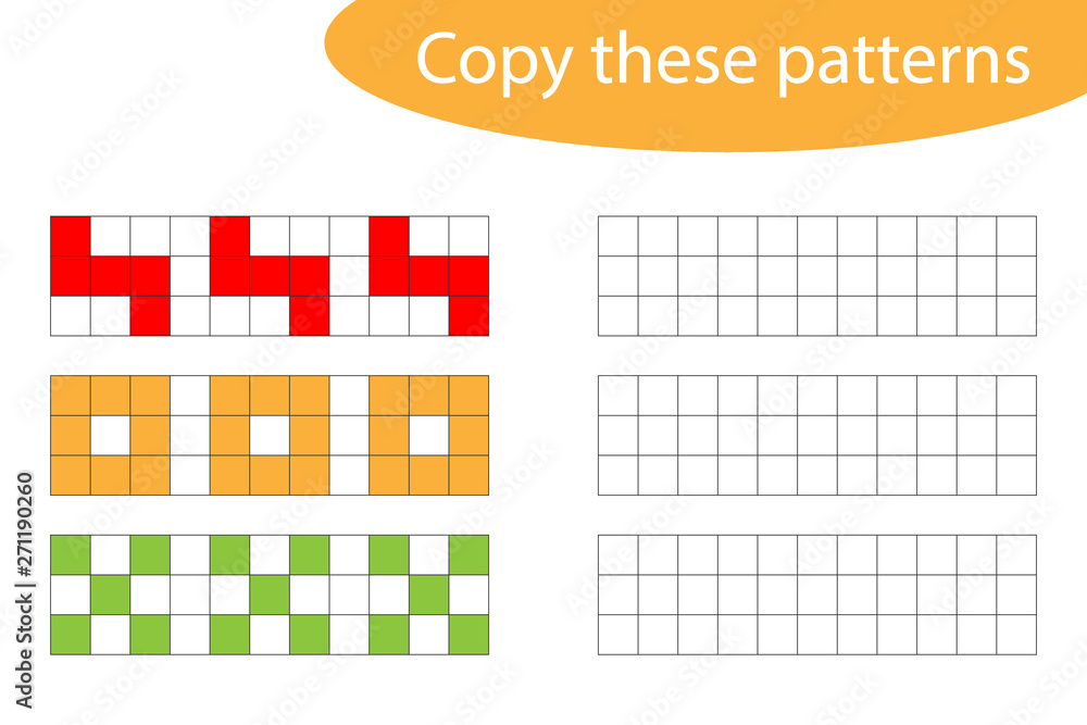 Copy these patterns, pixel art, drawing skills training, educational ...