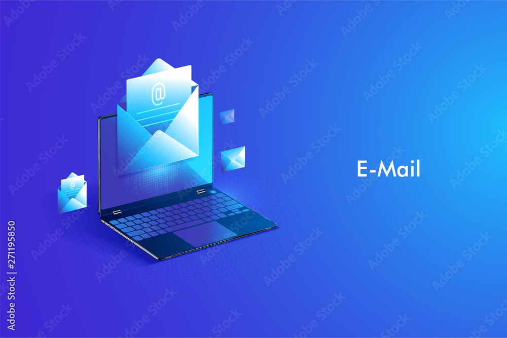 Email service isometric design. Electronic mail message and web mail or ...