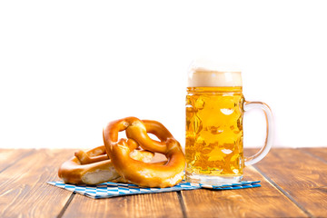 Wall Mural - pretzel and beer for german oktoberfest