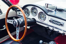 Red Retro Car Steering Wheel