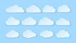 © Ihor - Abstract paper clouds set. Paper clouds on blue background. Vector illustration