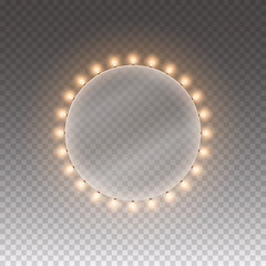 Wall Mural - light circle banner isolated on transparent background. vector hollywood bulbs round frame or casino