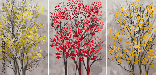 Collection of designer oil paintings. Decoration for the interior. Modern abs...