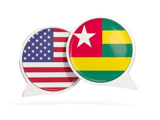 Wall Mural - Flags of United States and togo inside chat bubbles