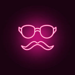 Canvas Print - glasses and mustaches neon icon. Elements of web set. Simple icon for websites, web design, mobile app, info graphics