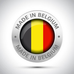 Wall Mural - made in Belgium flag metal icon 