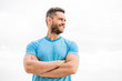 © be free - Healthy and happy. Keep youth and freshness even at mature age. Man with muscular arm biceps. Healthy lifestyle key infinity life. Handsome strong guy isolated on white. Male beauty and healthy body