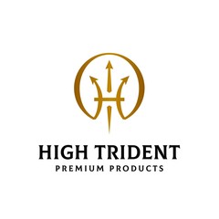 Wall Mural - letter H trident circle gold logo design