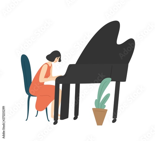 Cuadros en Lienzo Young woman playing grand piano