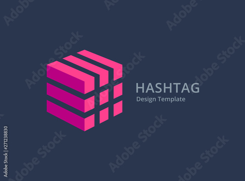 Hashtag symbol logo icon design template elements Tableau sur Toile