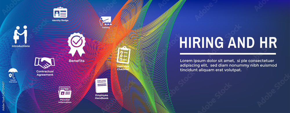 HR and Hiring Process icon set & Web Header Banner Stock Vector | Adobe ...