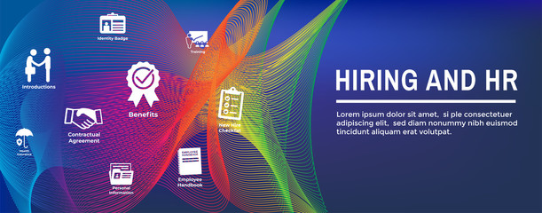 Wall Mural - HR and Hiring Process icon set & Web Header Banner
