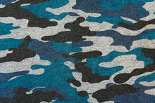 Blue Black Camouflage Fabric Texture Background