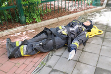 Practicing Dummy For Firefighters On A Strecher
