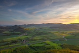 Fototapeta Na ścianę - View from Lovos Hill. Sunset  in Central Bohemian Highlands, Czech Republic.