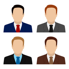 Wall Mural - Caucasian man in suit and tie. Set of abstract male avatars. Vector.