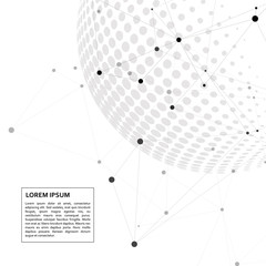 Poster - Vector communication halftone spheres with world globe and connect concept design