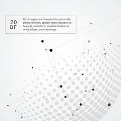 Poster - Vector communication halftone spheres with world globe and connect concept design