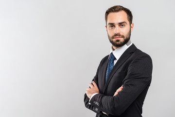 attractive young businessman wearing suit