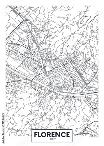 Fotomural City map Florence, travel vector poster design