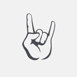 Rock & roll, sign of the horns simple vector icon.