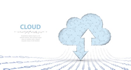 Cloud technology. Polygonal wireframe art looks like constellation. Concept illustration or background