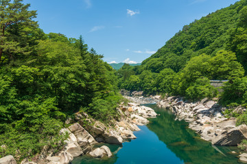 Canvas Print - 木曽川と空　上松町