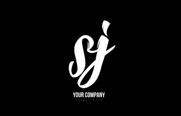 joined sj s j alphabet letter logo icon design black and white