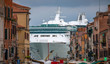 Italy beauty, like a horror movie scene, gigantic cruise ship leaving Venice, Venezia
