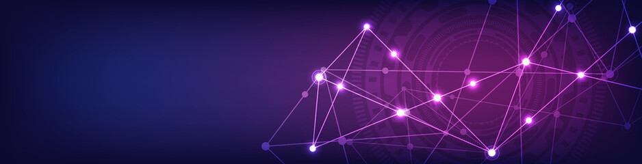 website header or banner design with abstract geometric background and connecting dots and lines. gl