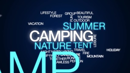 Canvas Print - Camping animated word cloud. Kinetic typography.