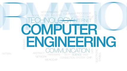 Wall Mural - computer engineering animated word cloud. kinetic typography.