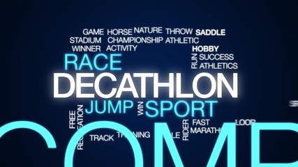 Poster - Decathlon animated word cloud. Kinetic typography.