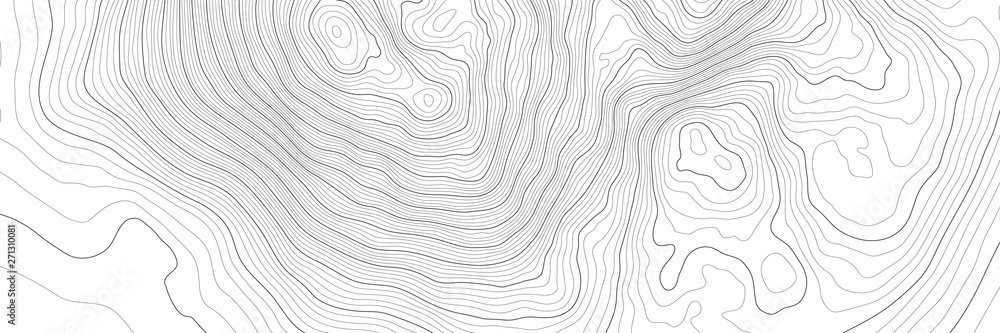The stylized height of the topographic contour in lines and contours. The concept of a conditional geography scheme and the terrain path. Vector illustration. - obrazy, fototapety, plakaty 