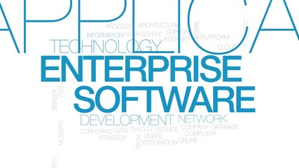 Wall Mural - enterprise software animated word cloud. kinetic typography.