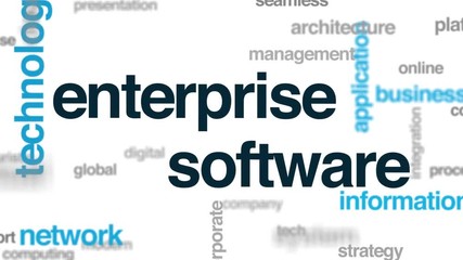 Wall Mural - enterprise software animated word cloud. kinetic typography.