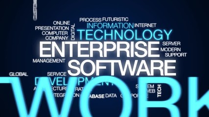 Wall Mural - enterprise software animated word cloud. kinetic typography.