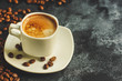 © Alesia Berlezova - coffee, serving  beverage in a white cup (coffee grain). food. top.copy space