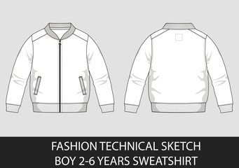 Wall Mural - Fashion technical sketch boy 2-6 years sweatshirt