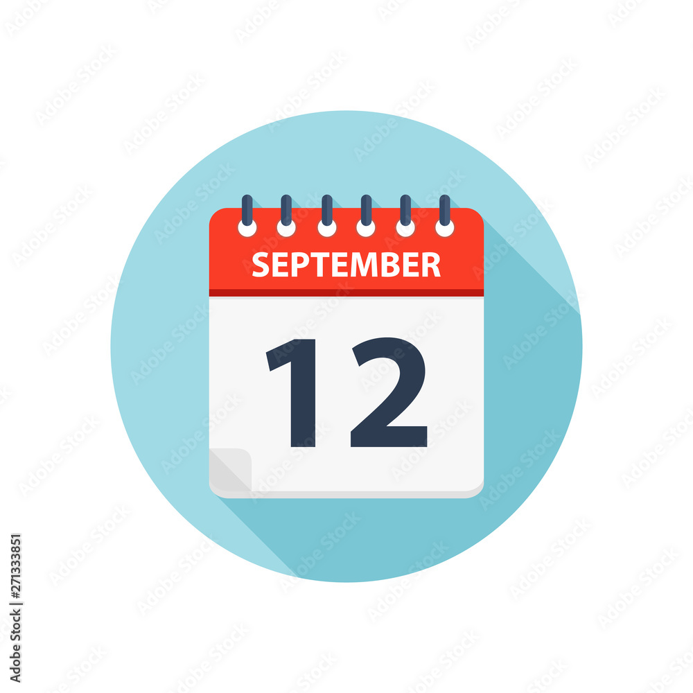 September 12 - Calendar Icon - Round Calendar design template Stock Vector | Adobe Stock