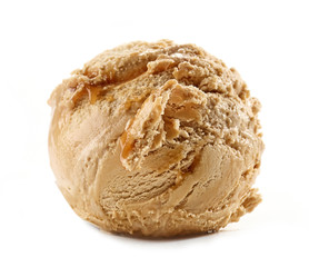 caramel ice cream on white background