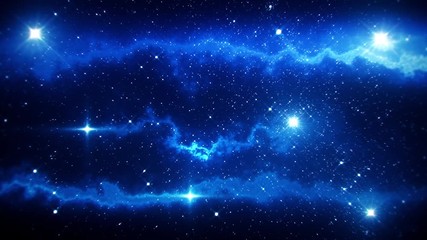 Wall Mural - Blue Space Nebula & Stars Loopable Motion Graphic Background